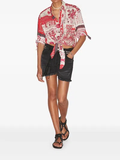 Isabel Marant Étoile Isabel Marant Etoile Nath Tied Cotton Voile Shirt In Red