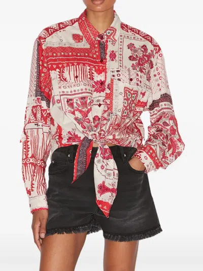 Isabel Marant Étoile Isabel Marant Etoile Nath Tied Cotton Voile Shirt In Red