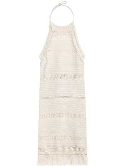 Isabel Marant Étoile 'aralia' White Dress With Round Collar On The Rear And Adjustable Shoulder Straps With Bows