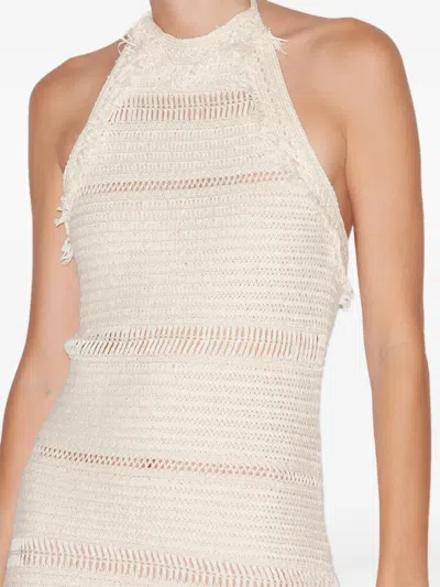Isabel Marant Étoile 'aralia' White Dress With Round Collar On The Rear And Adjustable Shoulder Straps With Bows