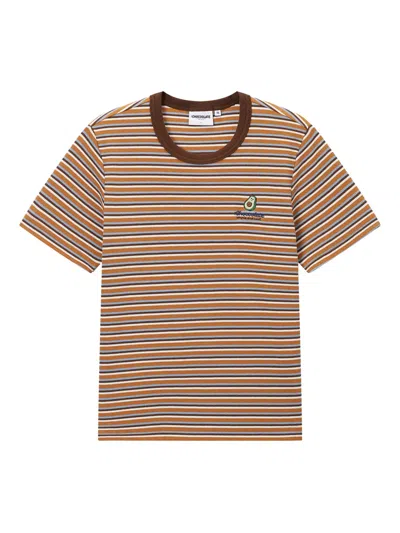 Chocoolate Striped Logo T-shirt In Brown