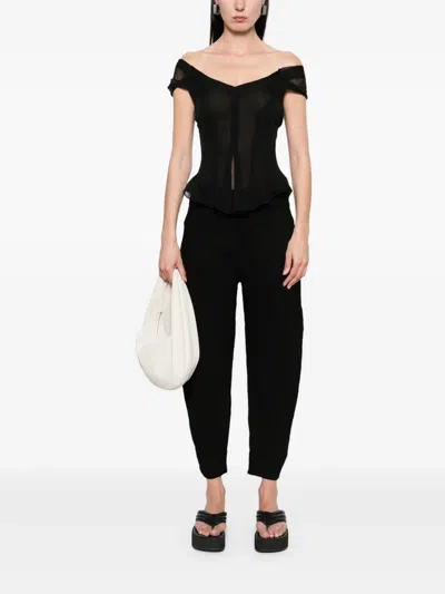 Transit Embossed-effect High-waist Trousers In Black