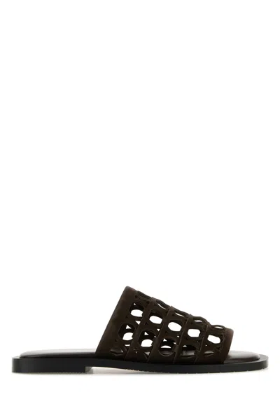 Ferragamo Suede Barbados Slippers Featuring Cut-out Detailing In Black