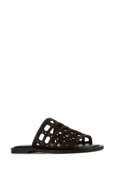 Ferragamo Suede Barbados Slippers Featuring Cut-out Detailing In Black