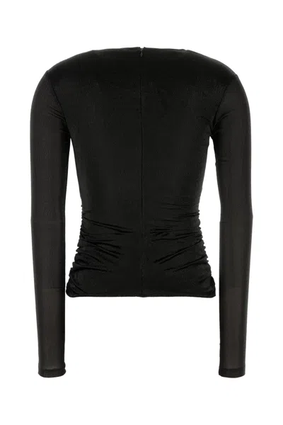 Isabel Marant Black Stretch Silk Blend Rose Top
