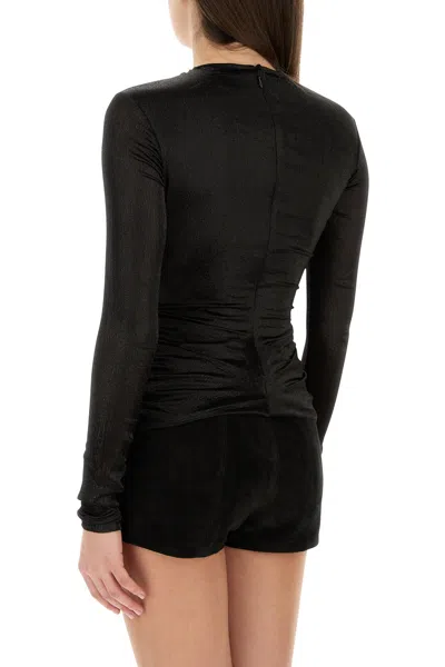 Isabel Marant Black Stretch Silk Blend Rose Top