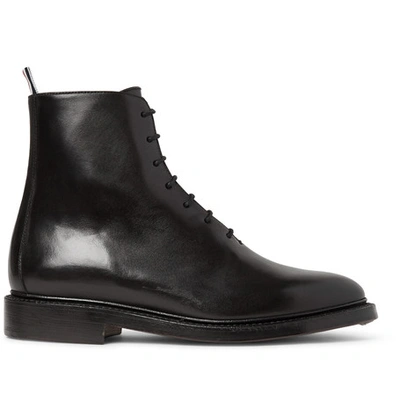 Thom Browne Whole-cut Leather Boots In Black