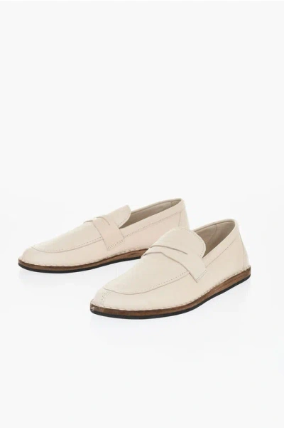 The Row Woman Loafers Off White Size 12 Leather In Neutral