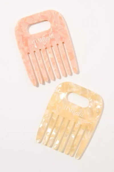The Hair Edit Mini Untangle & Glide Wide-tooth Comb Set In Pink