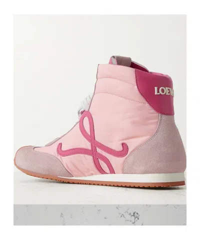 Loewe Ballet Runner 2.0 Leather-trimmed Shell And Suede High-top Sneakers In Pale Pink