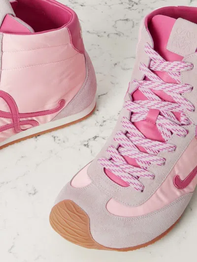 Loewe Ballet Runner 2.0 Leather-trimmed Shell And Suede High-top Sneakers In Pale Pink
