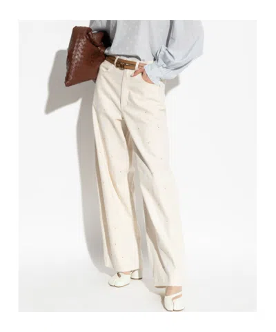Marni Embroidered Wide Leg Jeans In Riw08 Bone