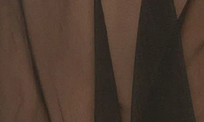 Black Bow Veil Ruffle Mesh Camisole & Briefs Set In Black