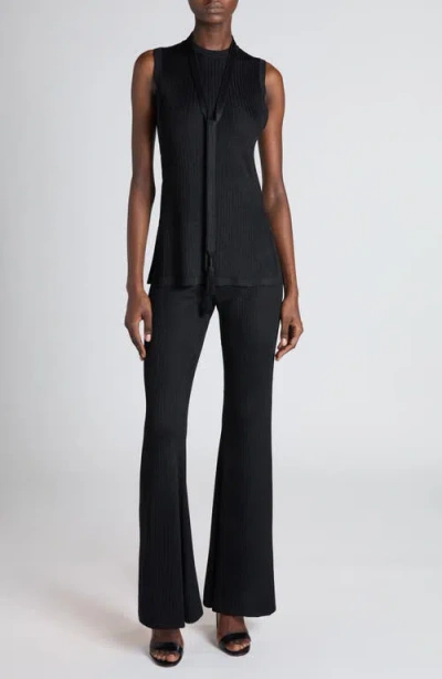 Tom Ford Rib Knit Flare Leg Pants In Black