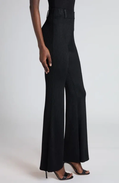 Tom Ford Rib Knit Flare Leg Pants In Black