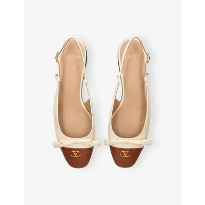 Valentino Slingback Ballerina 25mmm In Cream Comb