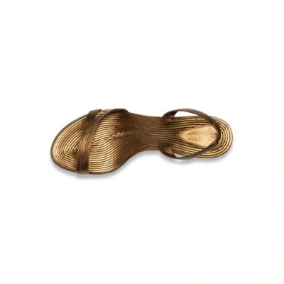Santoni Shiny Sandals With Open Toe And Textured Sole In Gold
