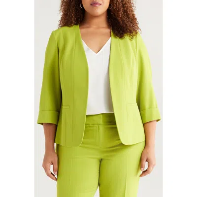 Kasper Women's Stretch Crepe Open-front Roll-sleeve Jacket In Multi