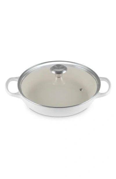 Le Creuset Enameled Cast Iron Signature Round 2.25-qt. Braiser With Glass Lid In White