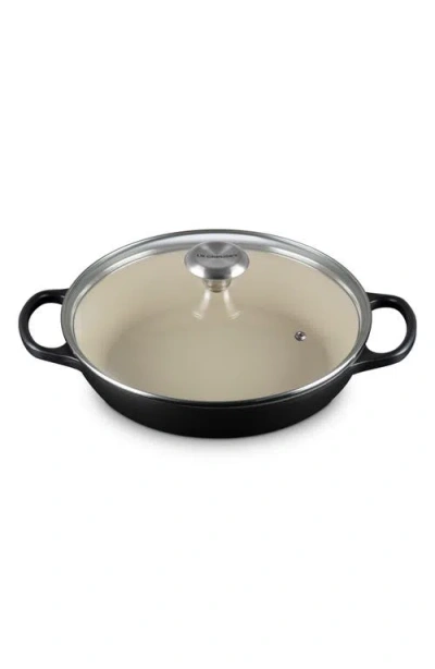 Le Creuset Enameled Cast Iron Signature Round 2.25-qt. Braiser With Glass Lid In Licorice