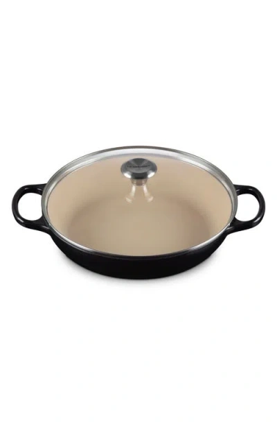 Le Creuset Enameled Cast Iron Signature Round 2.25-qt. Braiser With Glass Lid In Licorice