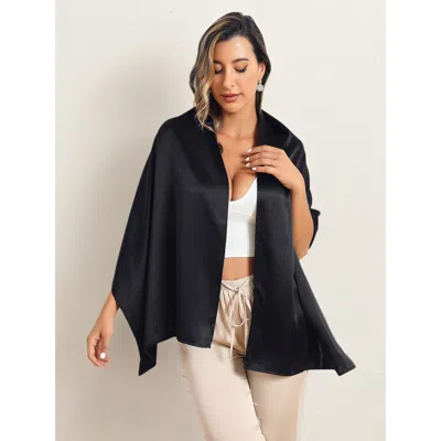 Silksilky Pure Silk Solid Color Rectangle Long Scarf/shawl 170x53cm/67 In Black