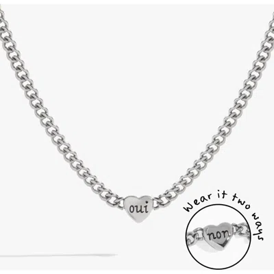 Alex And Ani Oui Non Heart Inline Necklace In Silver