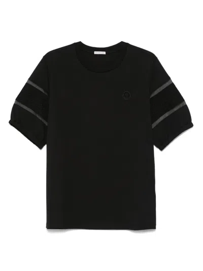 Moncler T-shirt In Cotone Nero Donna In Black