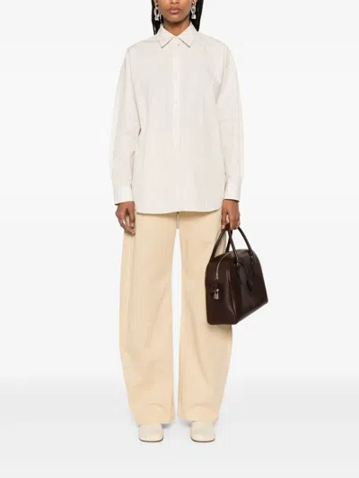 The Row Caster Striped Cotton Shirt In White