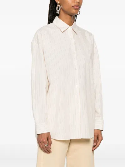 The Row Caster Striped Cotton Shirt In White
