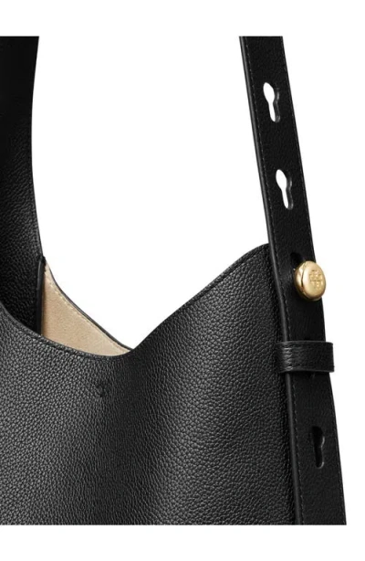 Tory Burch Small Leather Hobo Bag With Adjustable Strap In Black