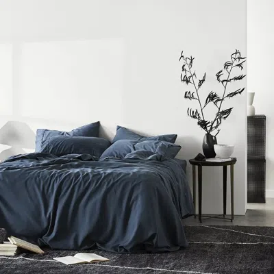 Ettitude Cleanbamboo Hemp™ Linen+ Duvet Cover In Blue