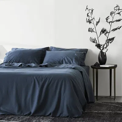 Ettitude Cleanbamboo Hemp™ Linen+ Duvet Cover In Blue