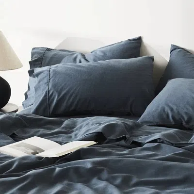 Ettitude Cleanbamboo Hemp™ Linen+ Duvet Cover In Blue