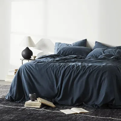 Ettitude Cleanbamboo Hemp™ Linen+ Duvet Cover In Blue