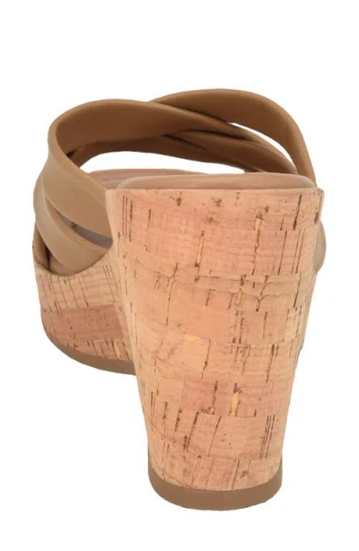 Calvin Klein Hayes Platform Wedge Slide Sandal In Medium Natural