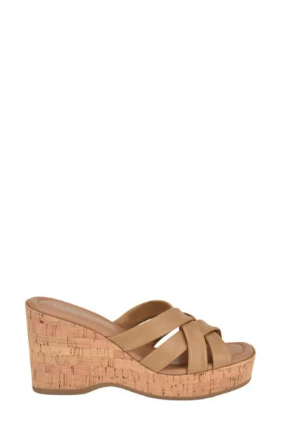 Calvin Klein Hayes Platform Wedge Slide Sandal In Medium Natural