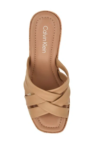 Calvin Klein Hayes Platform Wedge Slide Sandal In Medium Natural