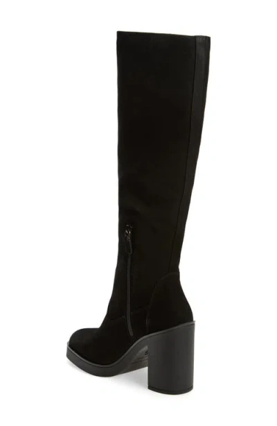 Stuart Weitzman Bethenny Block Heel Tall Boot In Black Sport Suede