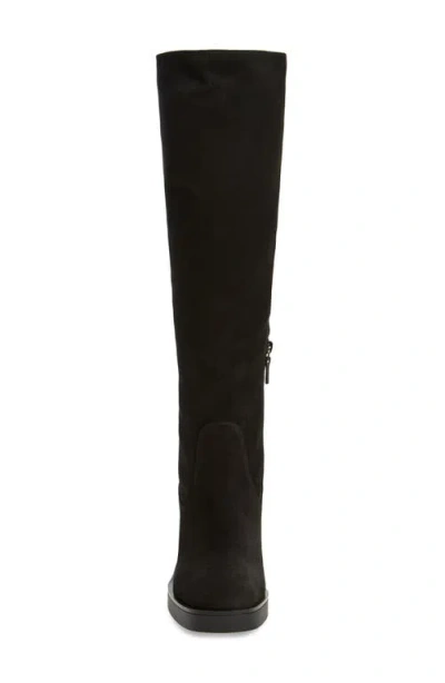 Stuart Weitzman Bethenny Block Heel Tall Boot In Black Sport Suede