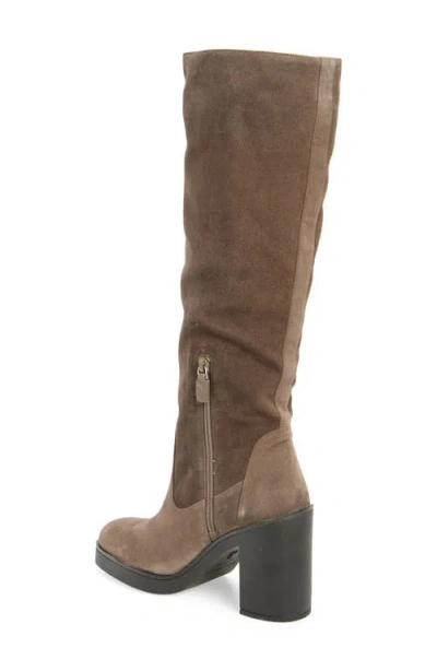 Stuart Weitzman Bethenny Block Heel Tall Boot In Charcoal Sport Suede