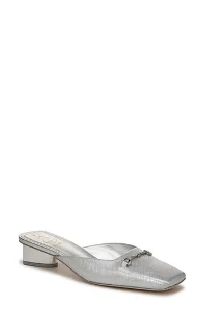 Sam Edelman Ollie Square Toe Bit Mule In Soft Silver