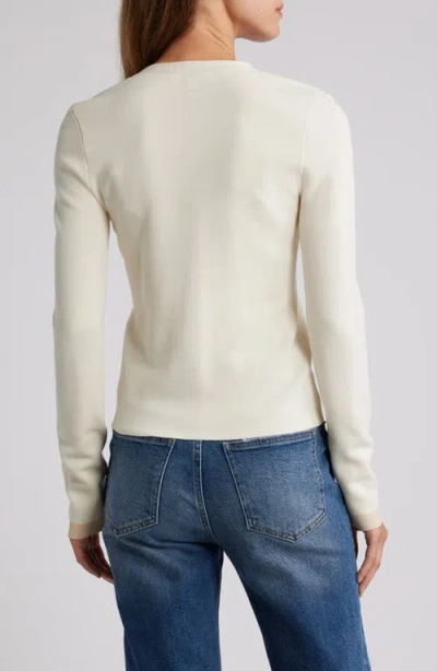 Zoe And Claire Contrast Trim Cardigan In Ivory