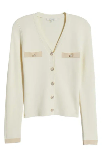 Zoe And Claire Contrast Trim Cardigan In Ivory