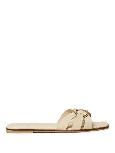 Twinset Beige Sandals With Logo Plaque On The Front And Square Toe In Nude