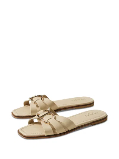 Twinset Beige Sandals With Logo Plaque On The Front And Square Toe In Nude