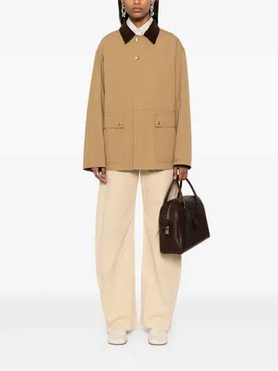 The Row Frank Corduroy-trimmed Cotton-canvas Jacket In Braun