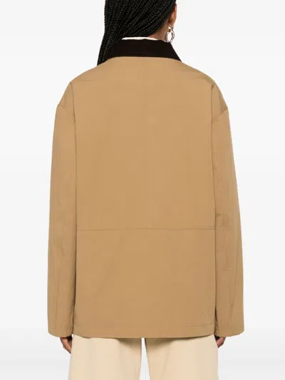 The Row Frank Corduroy-trimmed Cotton-canvas Jacket In Braun