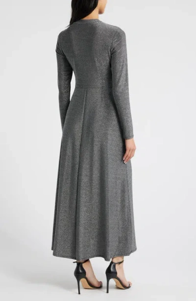 Halogen ® Draped Metallic Long Sleeve Maxi Dress In Silver