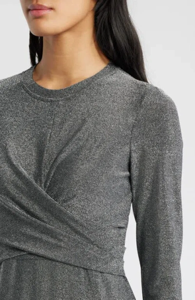 Halogen ® Draped Metallic Long Sleeve Maxi Dress In Silver